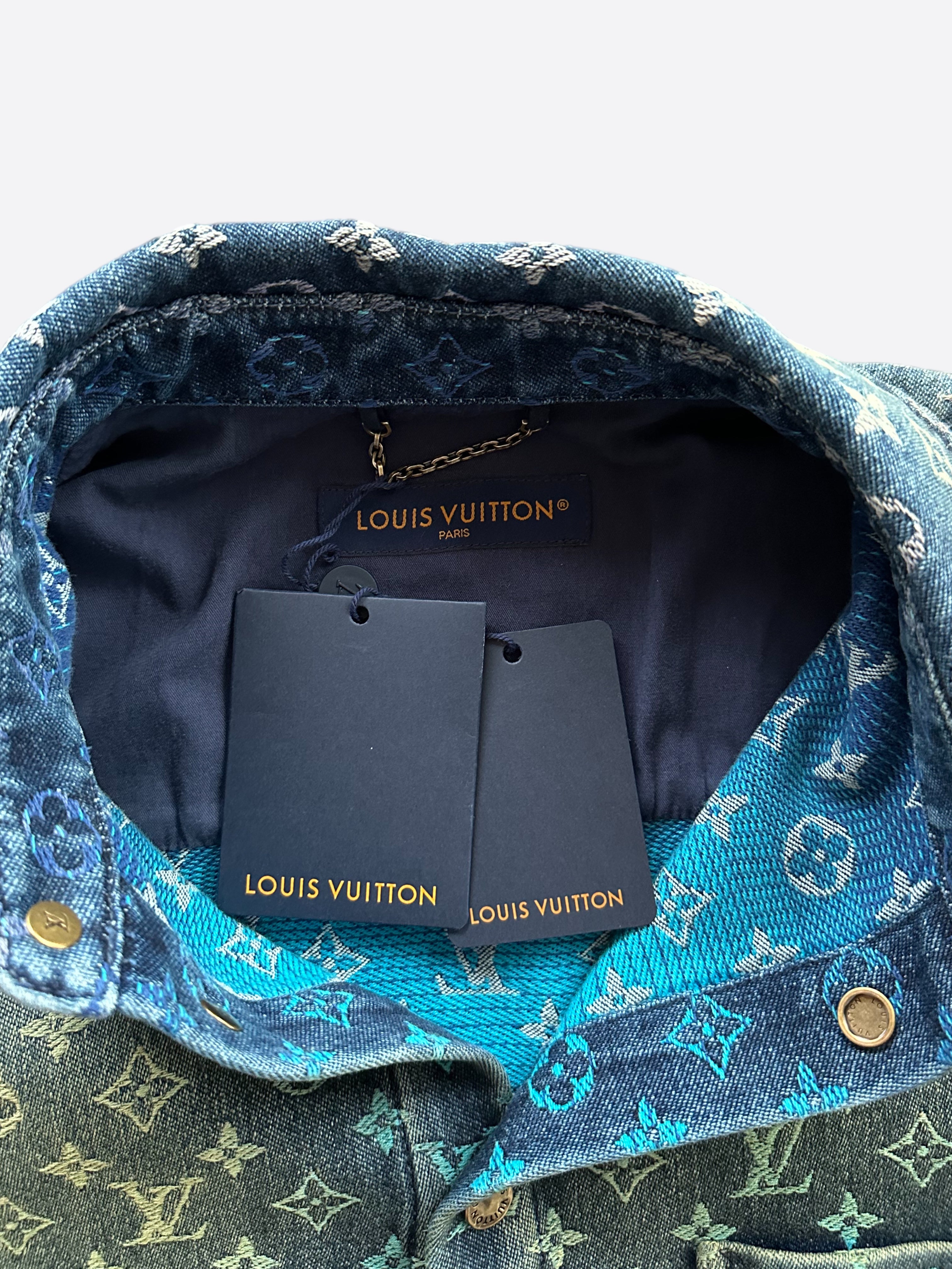 Louis Vuitton Blue Denim Gradient Monogram Denim Shirt