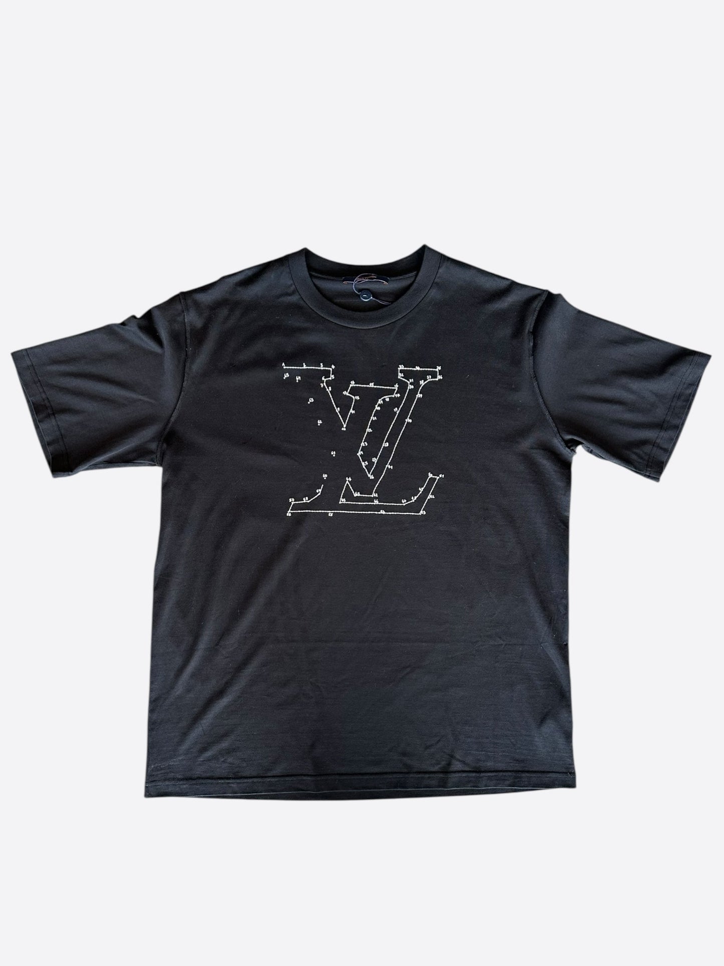 Louis Vuitton Black & White LV Stitch Logo T-Shirt