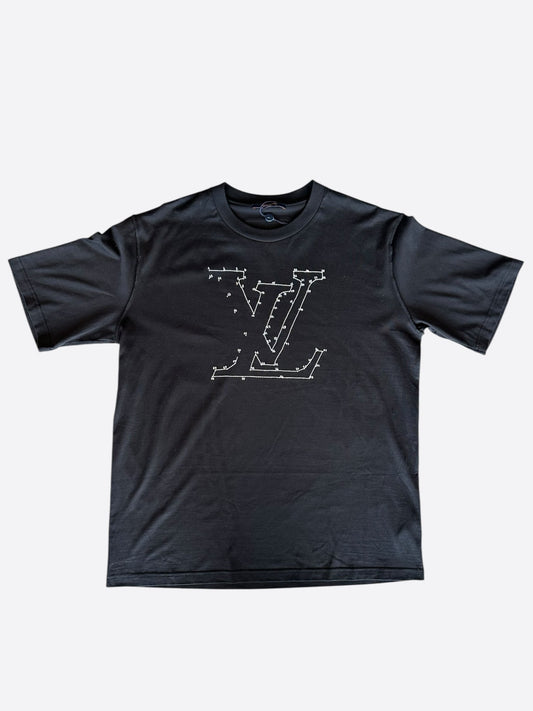 Louis Vuitton Black & White LV Stitch Logo T-Shirt