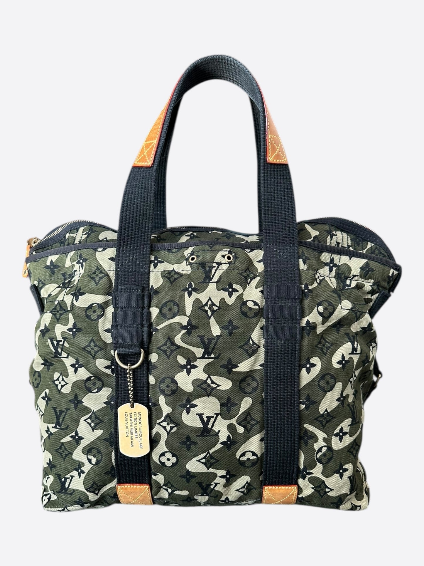 Louis Vuitton Takashi Murakami Green Camouflage Monogram Treillis Tote