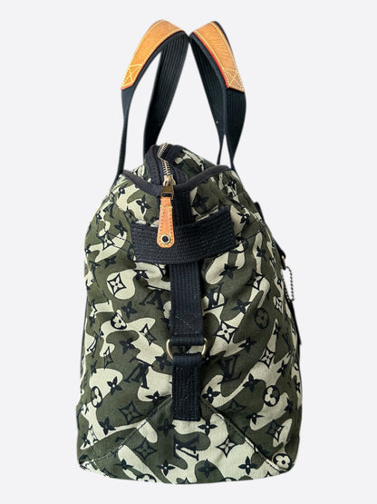 Louis Vuitton Takashi Murakami Green Camouflage Monogram Treillis Tote