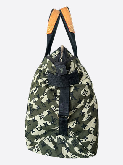 Louis Vuitton Takashi Murakami Green Camouflage Monogram Treillis Tote