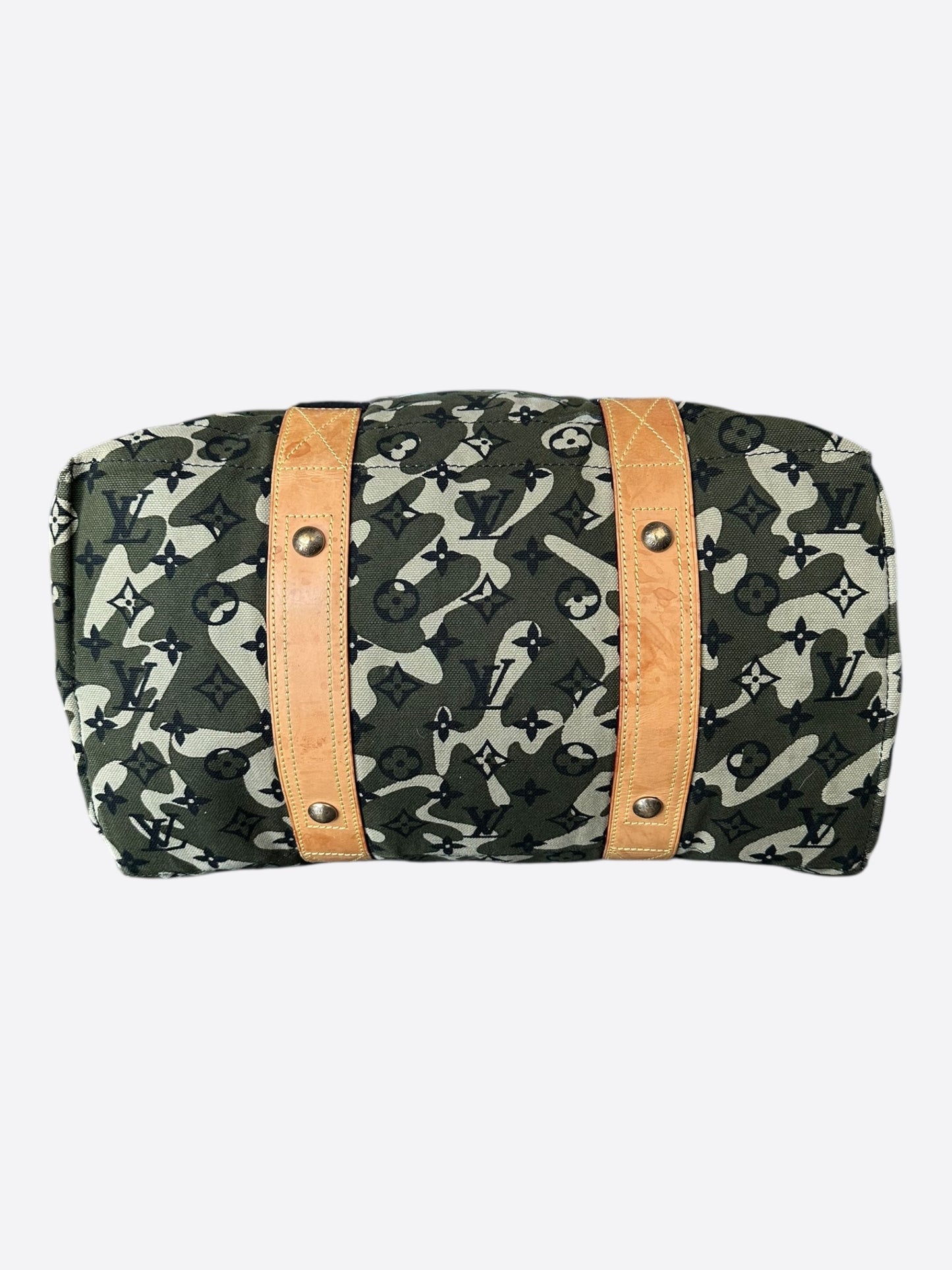 Louis Vuitton Takashi Murakami Green Camouflage Monogram Treillis Tote