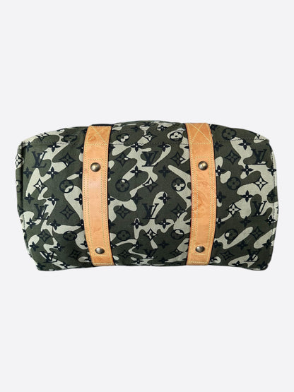 Louis Vuitton Takashi Murakami Green Camouflage Monogram Treillis Tote