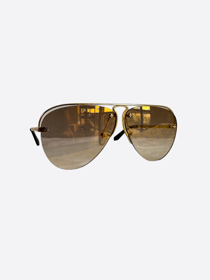 Louis Vuitton Gold Monogram Grease Aviators