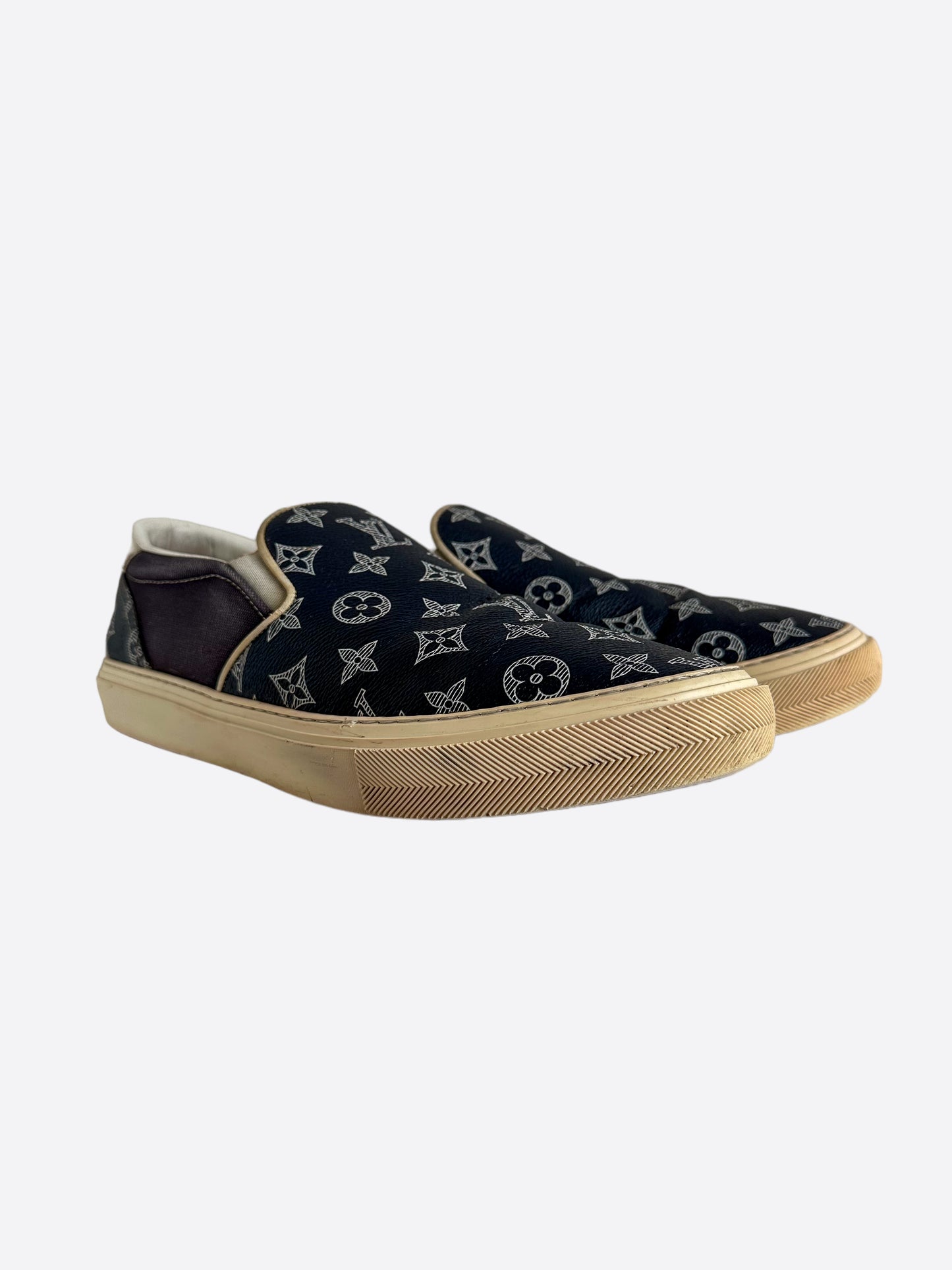 Louis Vuitton Blue & White Monogram Slip On Sneakers