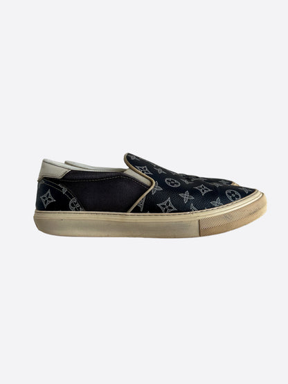 Louis Vuitton Blue & White Monogram Slip On Sneakers