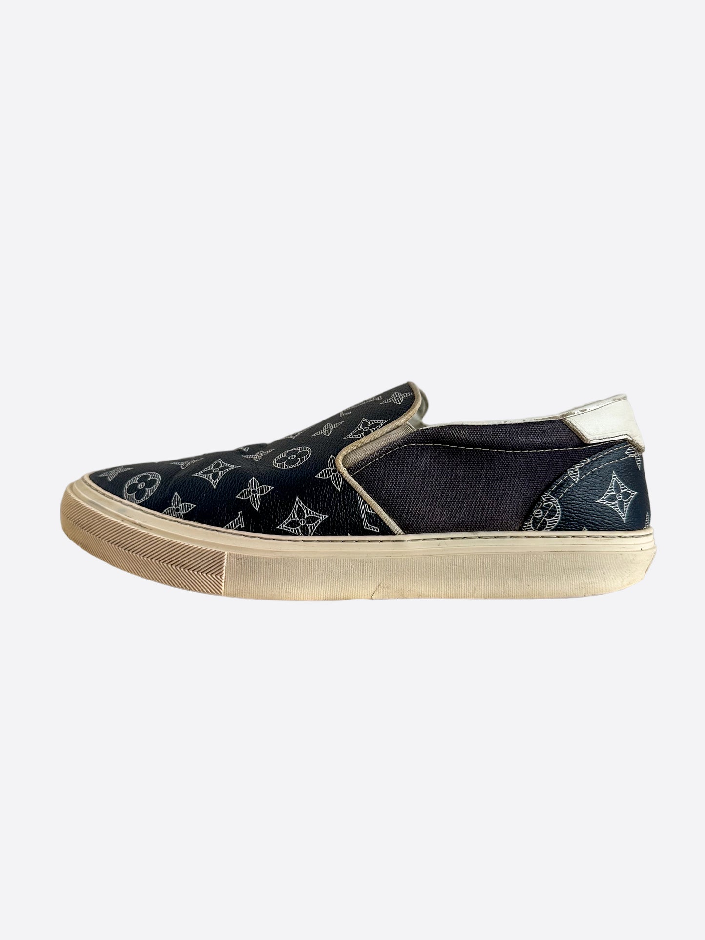 Louis Vuitton Blue & White Monogram Slip On Sneakers