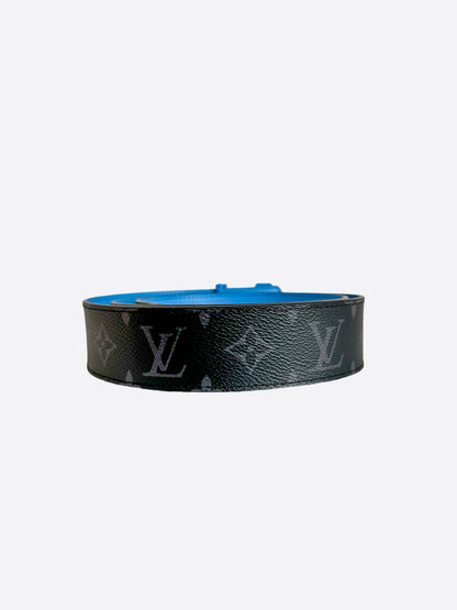 Louis Vuitton Black & Blue Monogram Reversible Belt