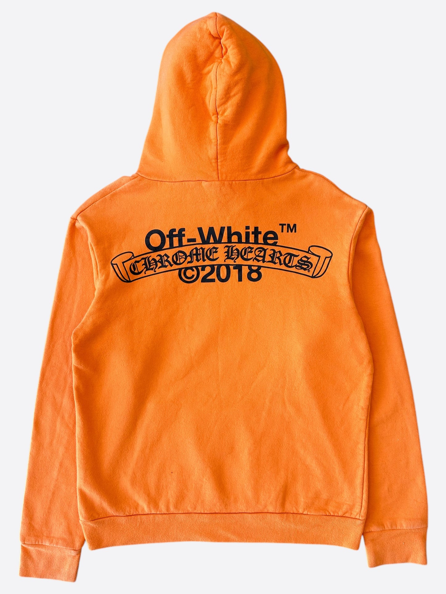 Chrome Hearts Off-White Virgil Signed Orange & Black Scroll Logo Hoodie