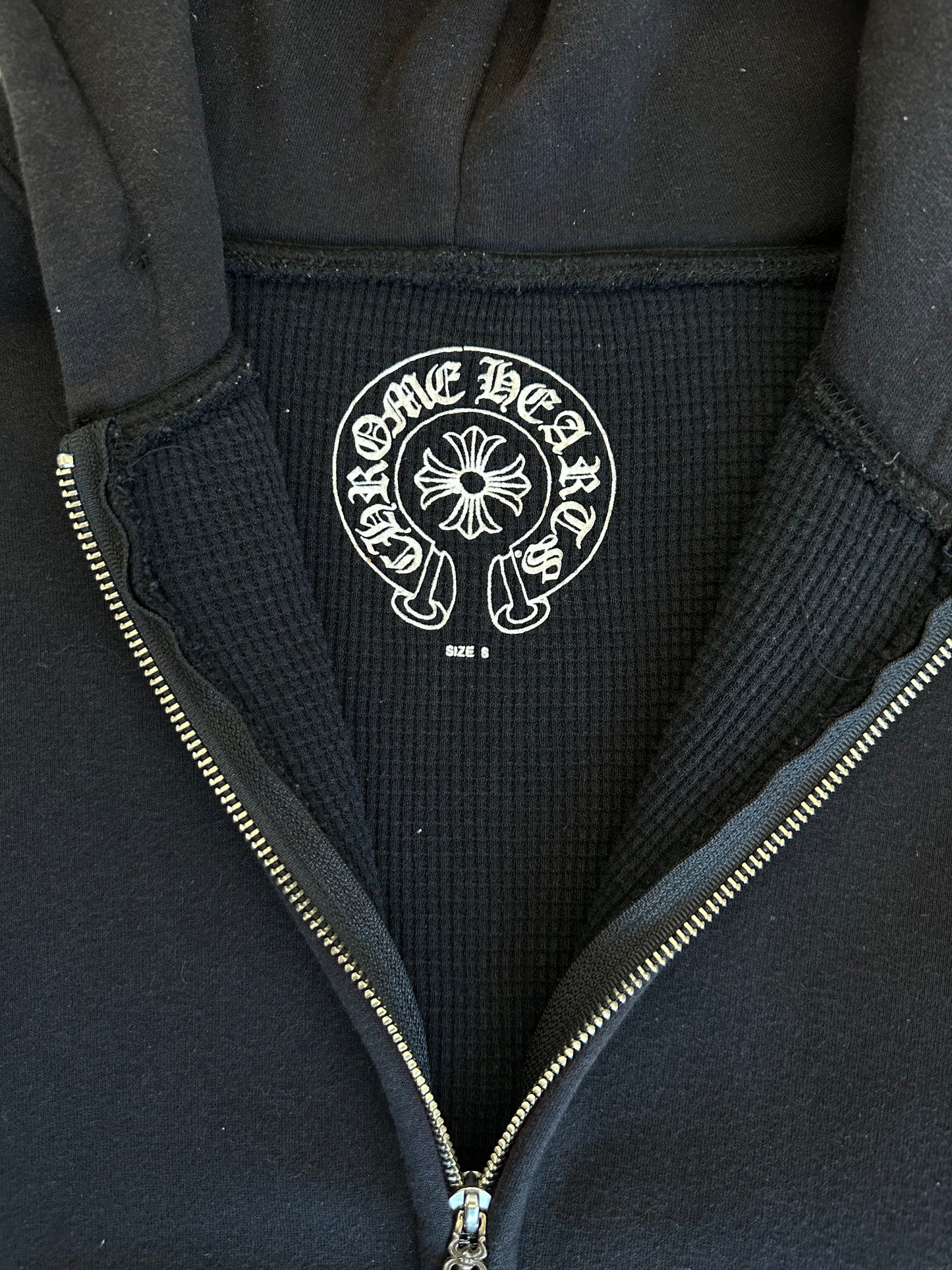 Chrome Hearts Black & White Thermal Bolo Hood Horseshoe Logo Zip Up Hoodie