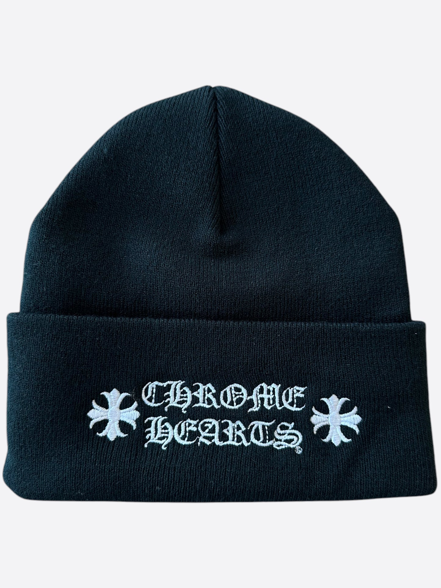 Chrome Hearts Black & White Embroidered Logo Beanie