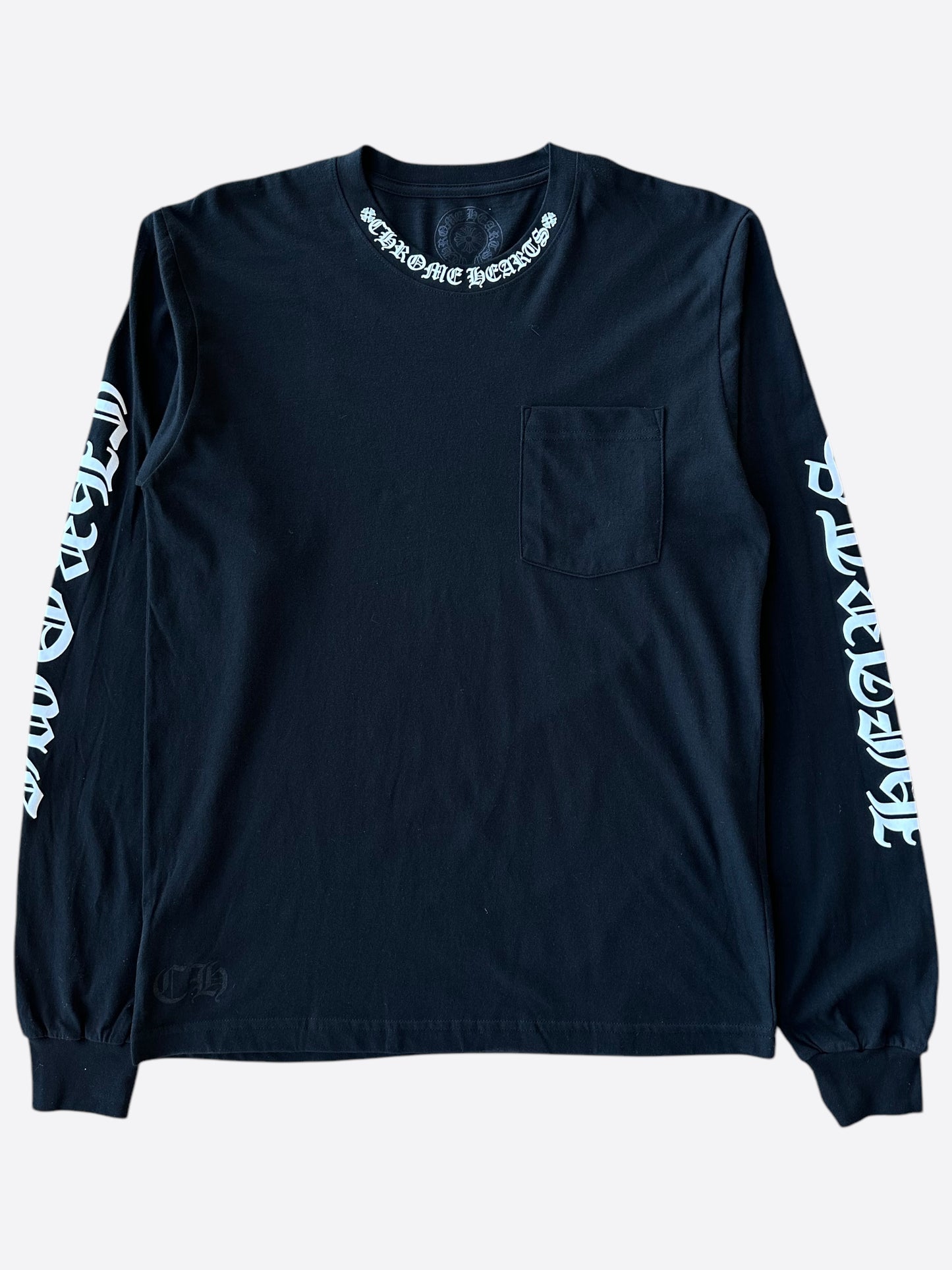 Chrome Hearts Black & White Neck Logo Longsleeve T-Shirt