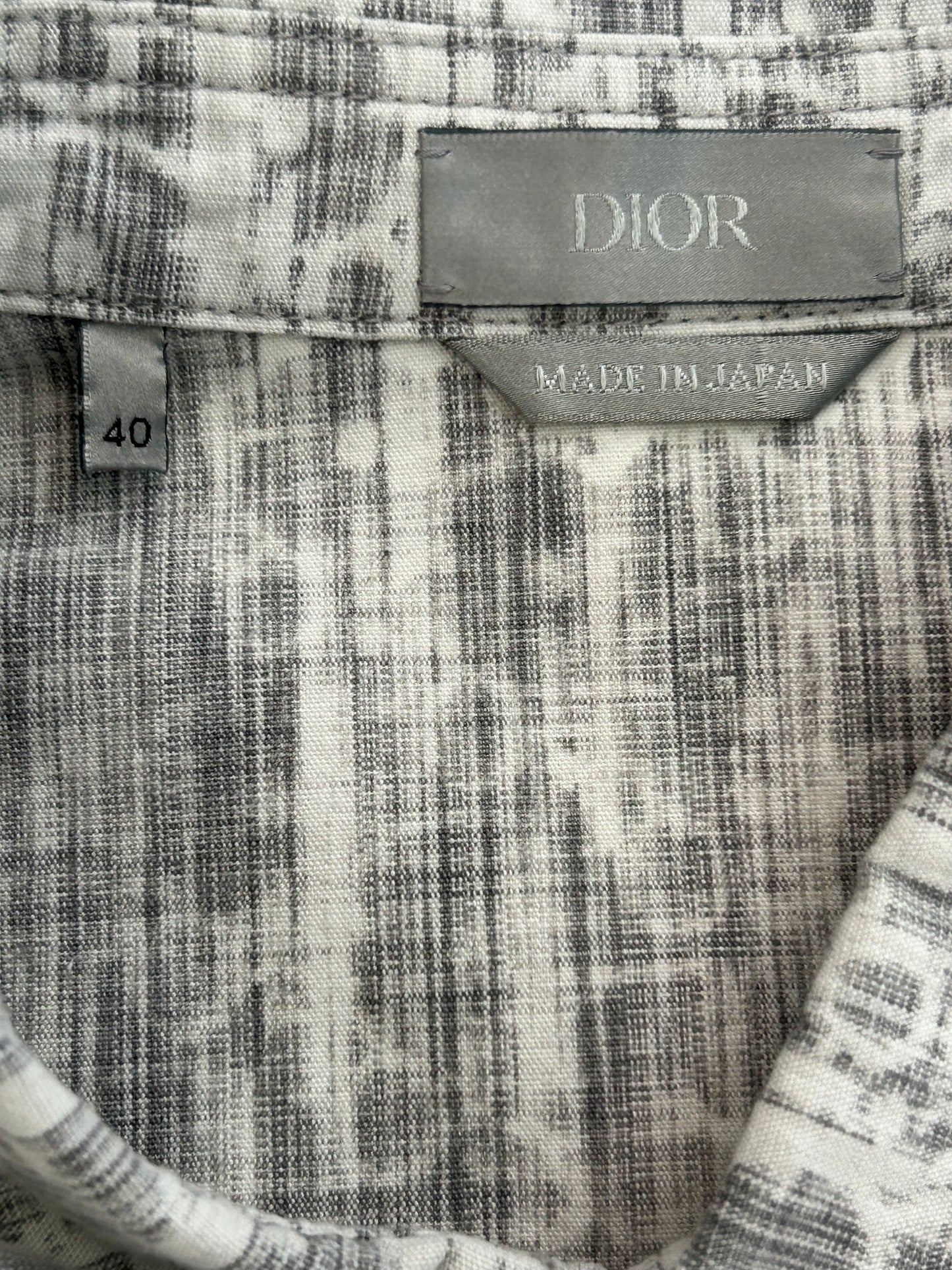Dior Grey Oblique Distressed Button Up Shirt