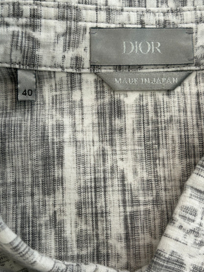 Dior Grey Oblique Distressed Button Up Shirt