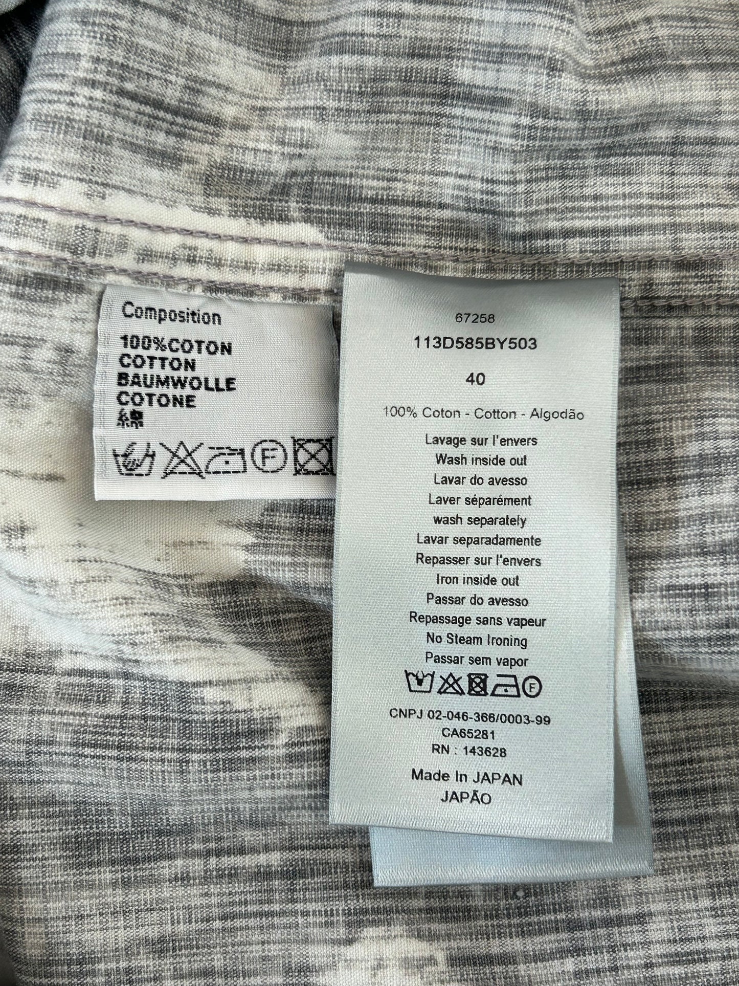 Dior Grey Oblique Distressed Button Up Shirt