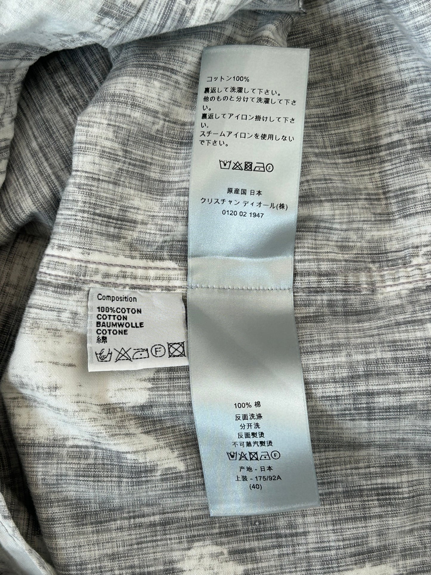 Dior Grey Oblique Distressed Button Up Shirt