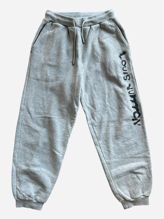 Louis Vuitton Grey & Black Graffiti Logo Sweatpants