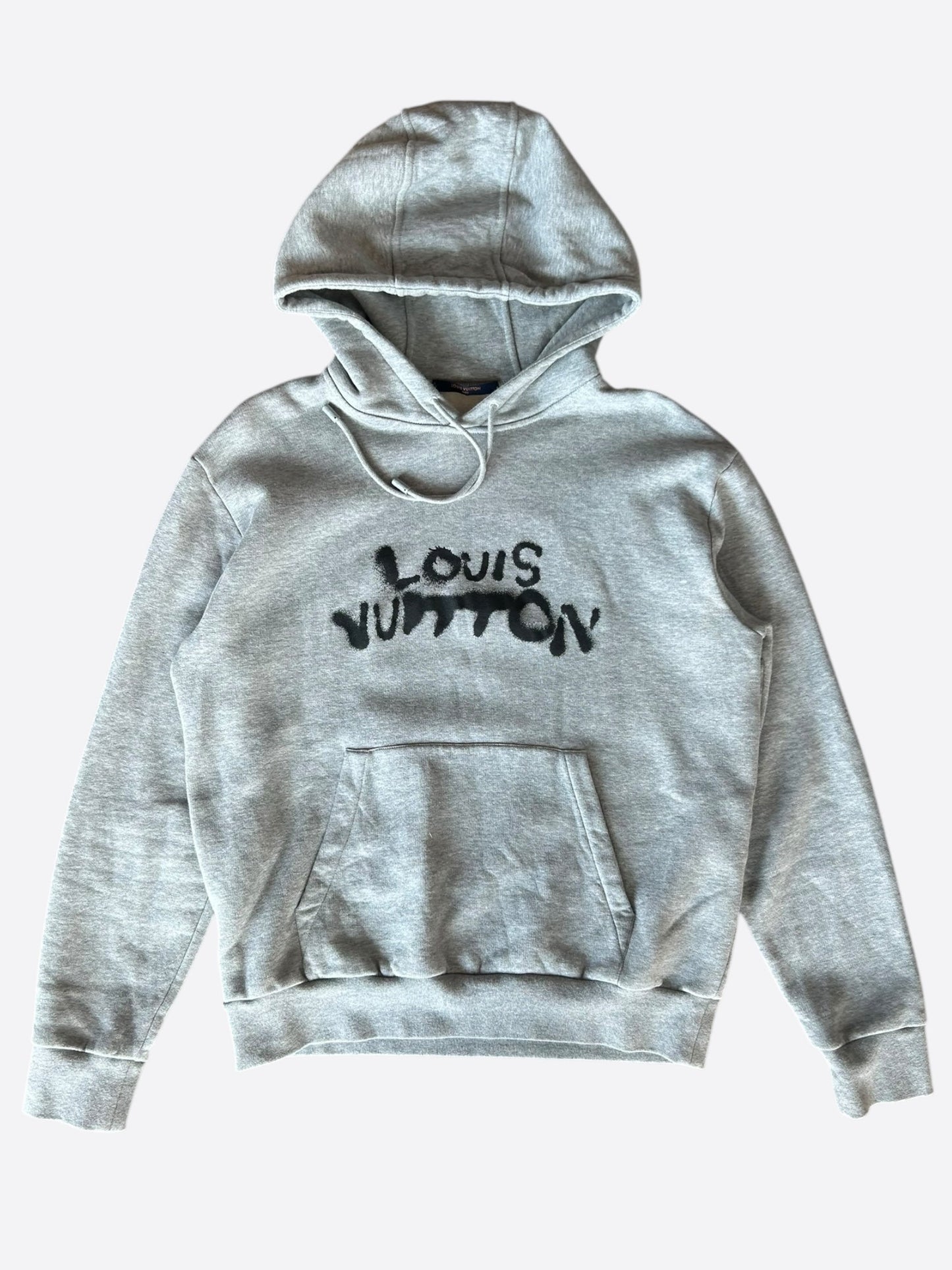 Louis Vuitton Grey Graffiti Logo Graphic Hoodie