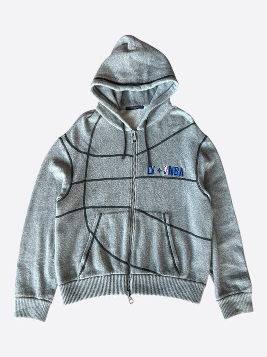 Louis Vuitton NBA Grey Basketball Embroidered Zip Up Hoodie