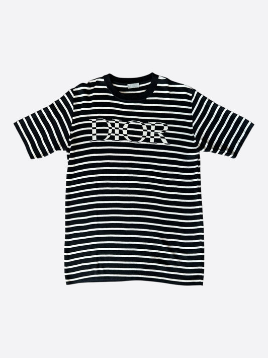 Dior Black & White Striped Logo T-Shirt