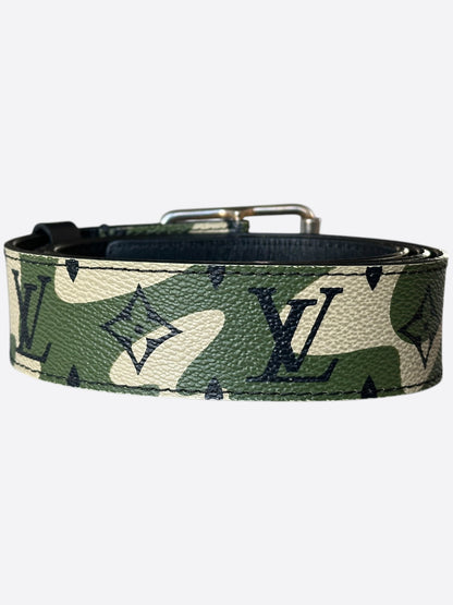 Louis Vuitton Takashi Murakami Green Camouflage Monogram Belt