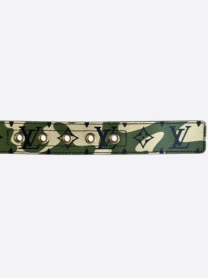 Louis Vuitton Takashi Murakami Green Camouflage Monogram Belt