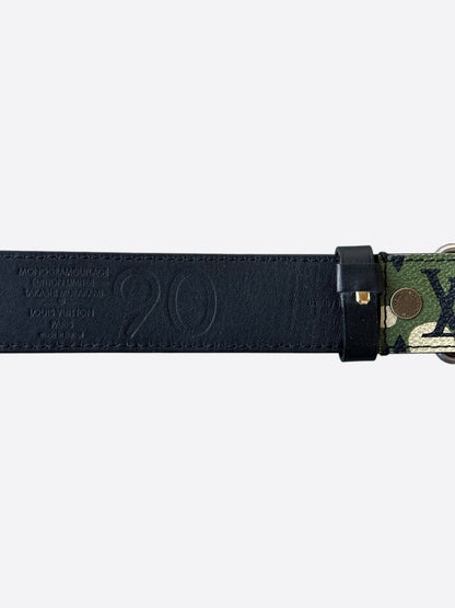 Louis Vuitton Takashi Murakami Green Camouflage Monogram Belt