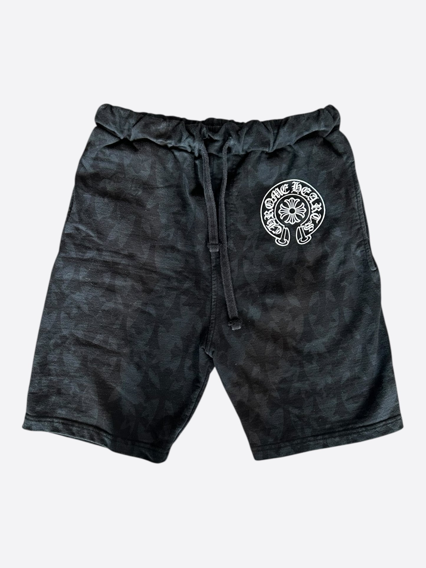 Chrome Hearts Black Cross Jacquard Horseshoe Logo Shorts