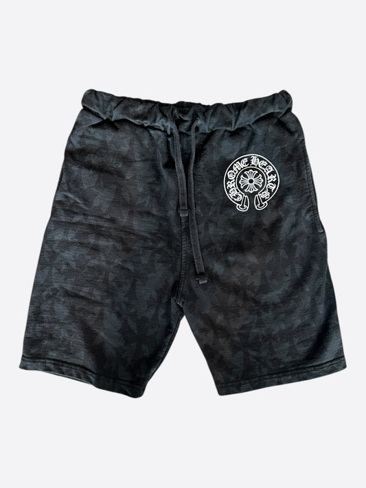 Chrome Hearts Black Cross Jacquard Horseshoe Logo Shorts