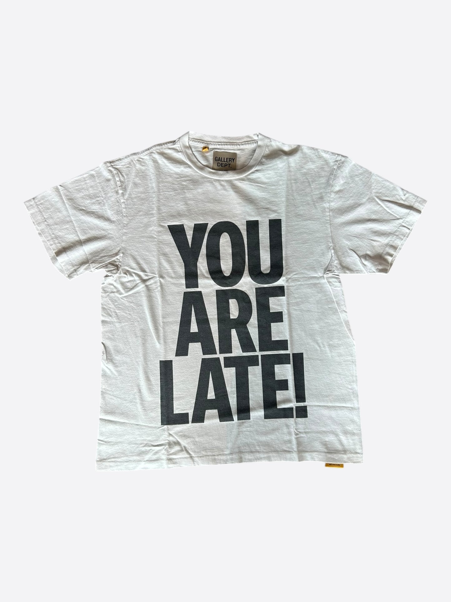 Gallery Dept Antique White & Black You Are Late! Logo T-Shirt