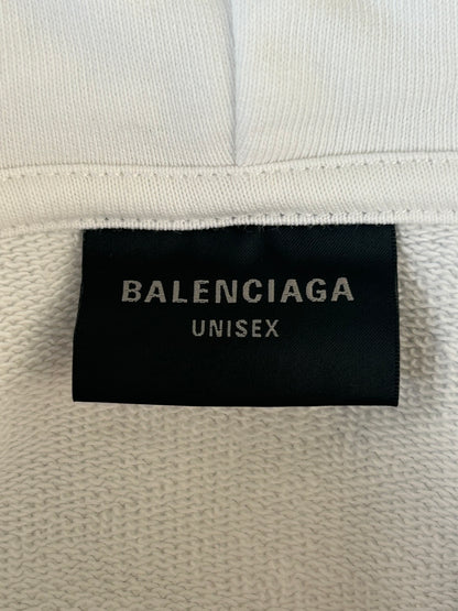 Balenciaga White & Black Soccer Logo Zip Up Hoodie