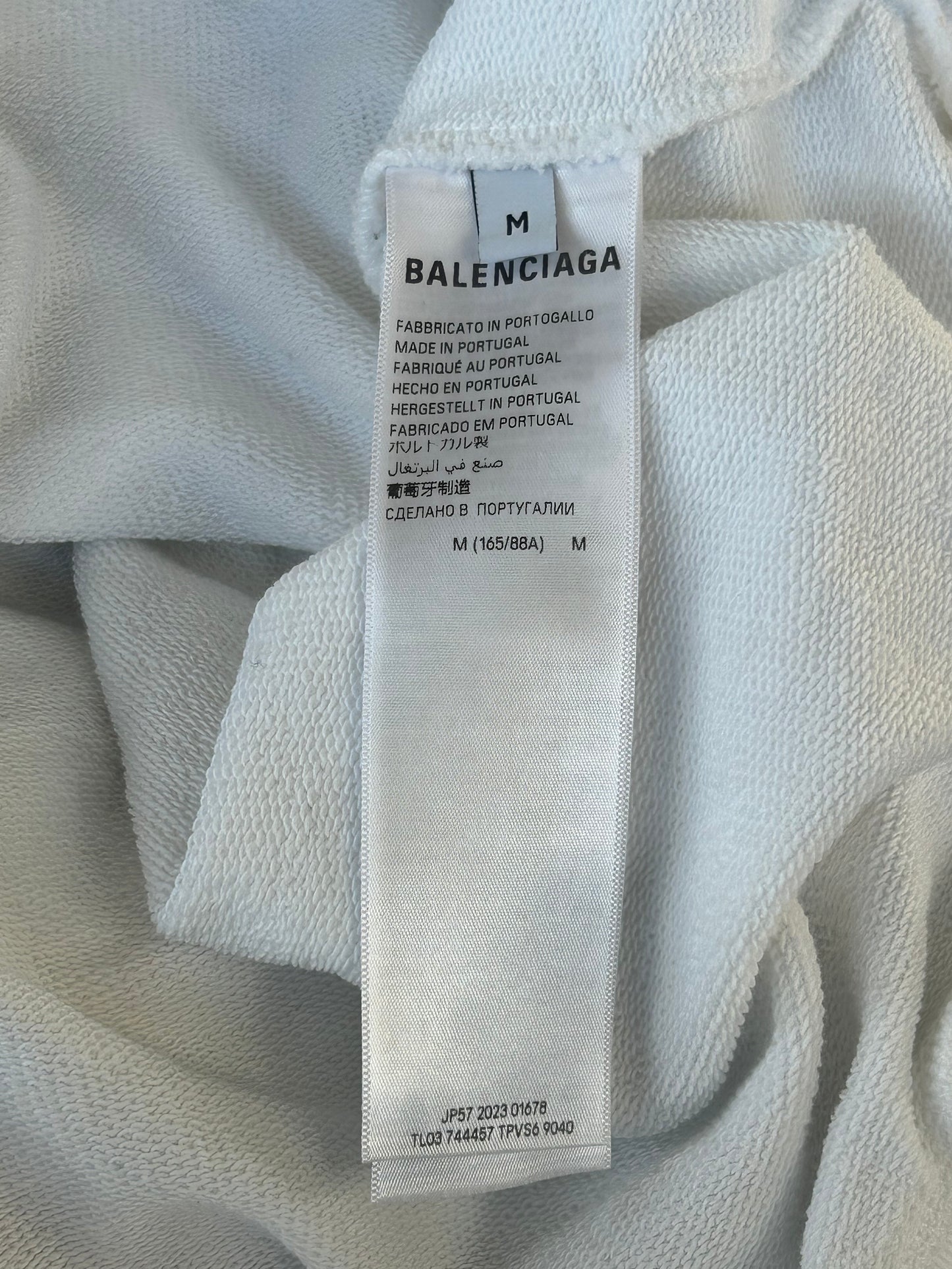 Balenciaga White & Black Soccer Logo Zip Up Hoodie