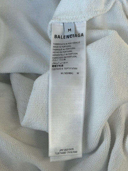 Balenciaga White & Black Soccer Logo Zip Up Hoodie
