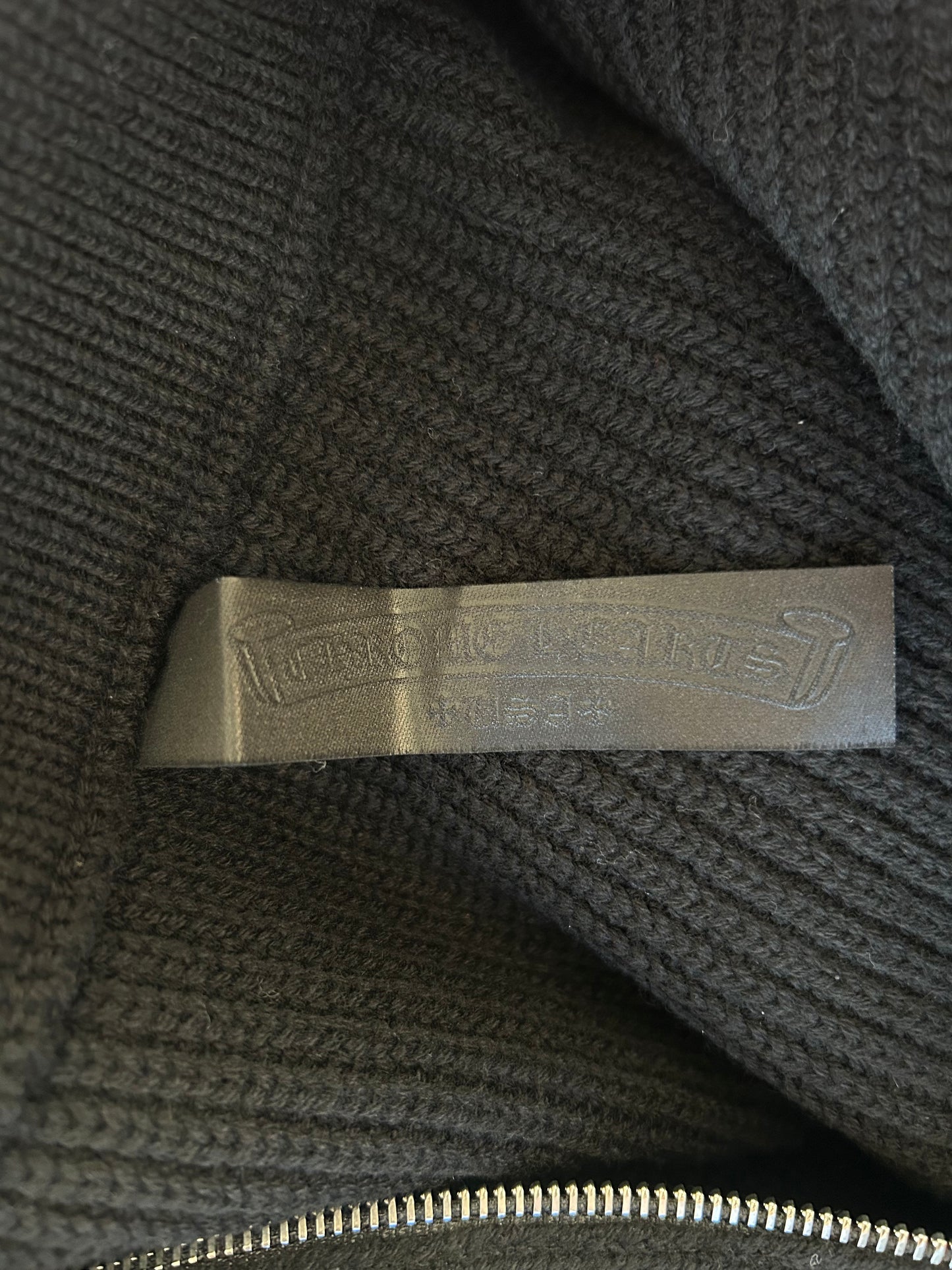 Chrome Hearts Black Triple Cross Patch Cashmere Quarter Zip Sweater