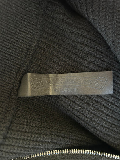 Chrome Hearts Black Triple Cross Patch Cashmere Quarter Zip Sweater