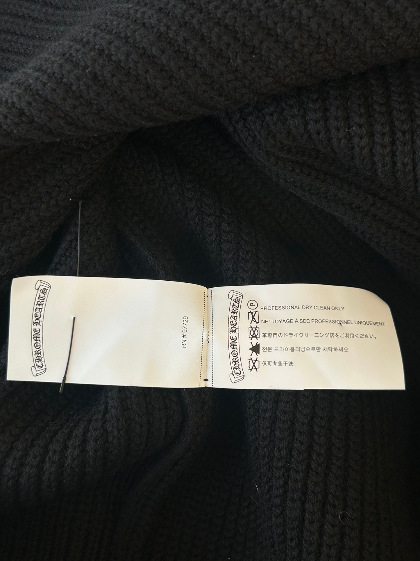 Chrome Hearts Black Triple Cross Patch Cashmere Quarter Zip Sweater