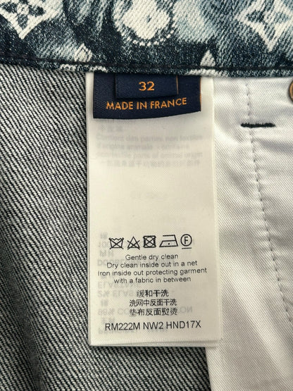 Louis Vuitton Blue Bleached Bandana Monogram Denim Shorts