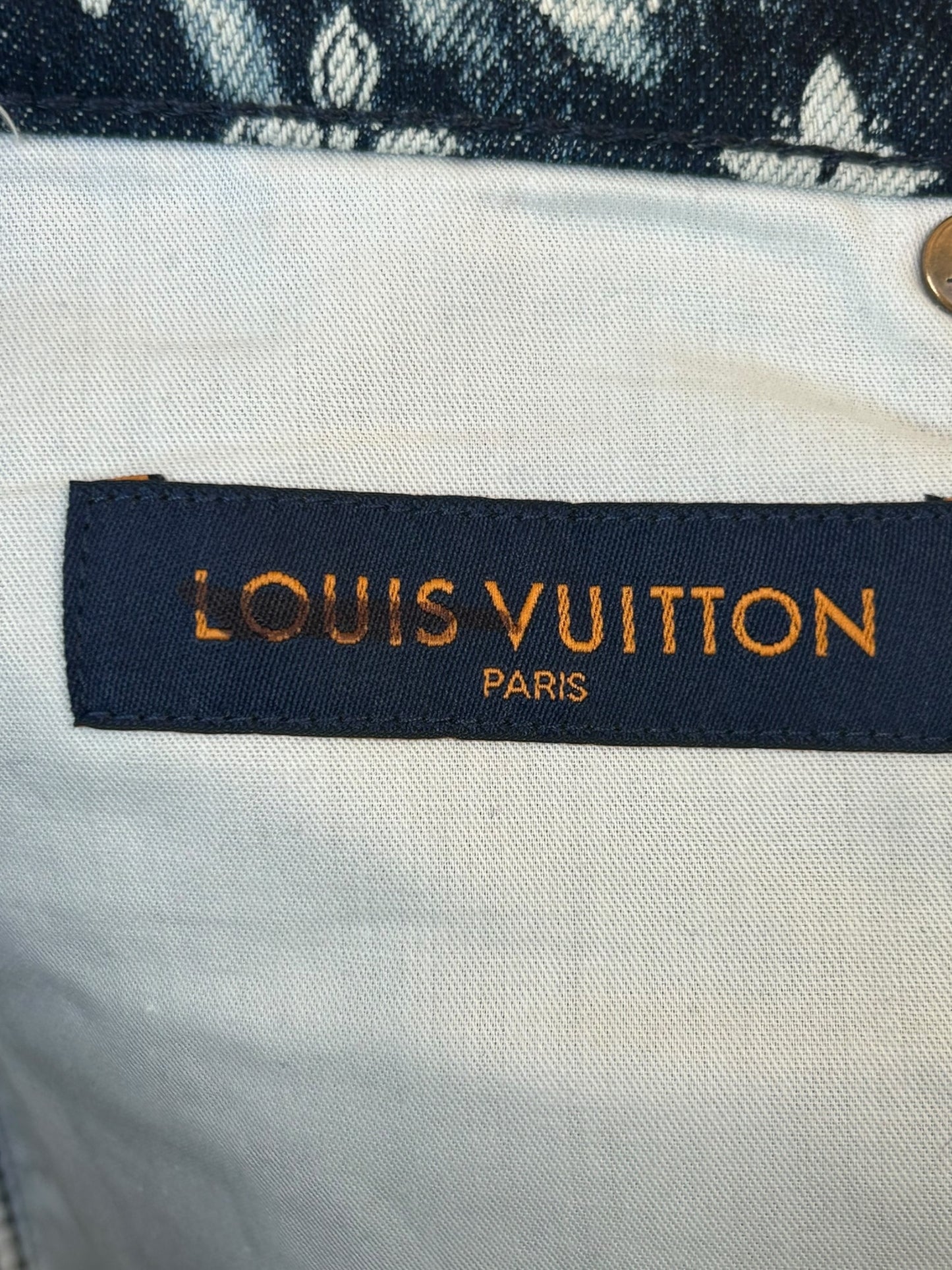 Louis Vuitton Blue Bleached Bandana Monogram Denim Shorts