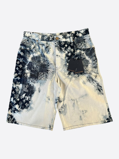 Louis Vuitton Blue Bleached Bandana Monogram Denim Shorts
