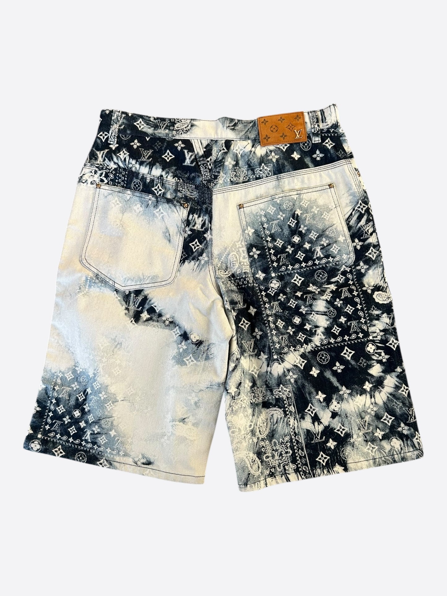 Louis Vuitton Blue Bleached Bandana Monogram Denim Shorts