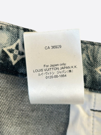 Louis Vuitton Blue Bleached Bandana Monogram Denim Shorts