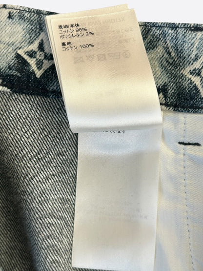 Louis Vuitton Blue Bleached Bandana Monogram Denim Shorts