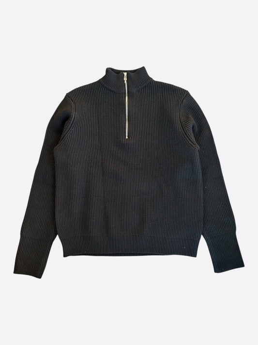 Chrome Hearts Black Triple Cross Patch Cashmere Quarter Zip Sweater