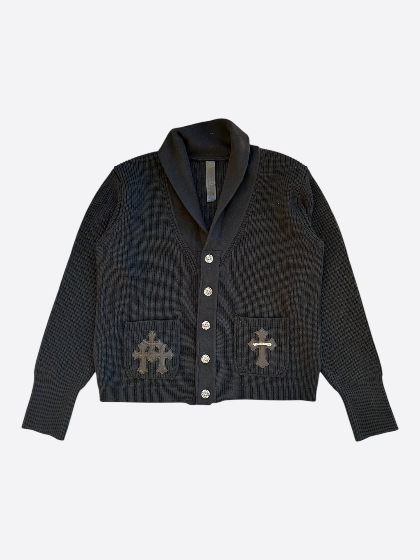 Chrome Hearts Black Triple Cross Patch Cashmere Cardigan