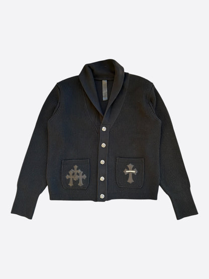 Chrome Hearts Black Triple Cross Patch Cashmere Cardigan