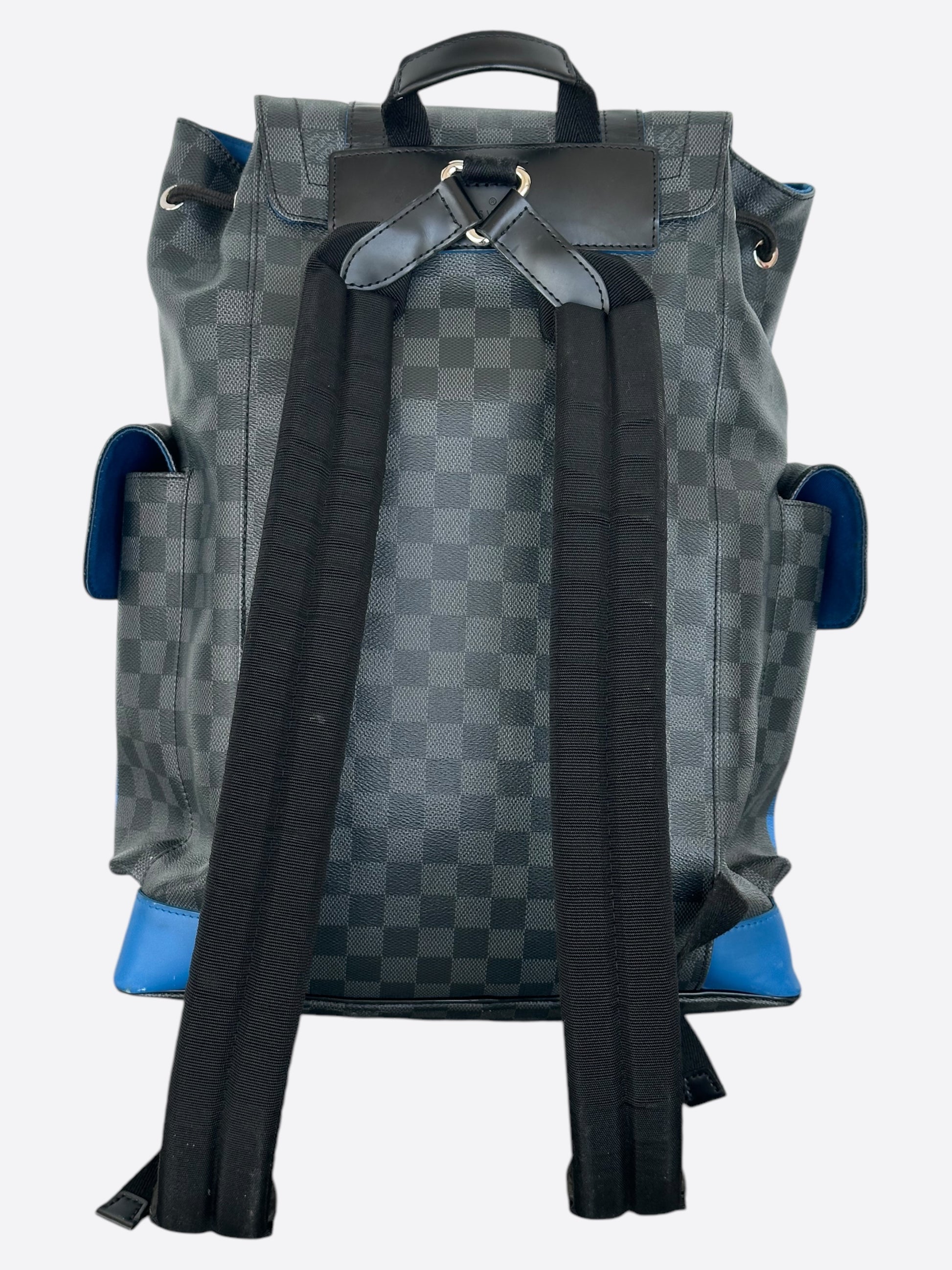 louis vuitton christopher damier graphite blue stripe backpack Louis Vuitton Damier Graphite & Blue Christopher Backpack – Savonches
