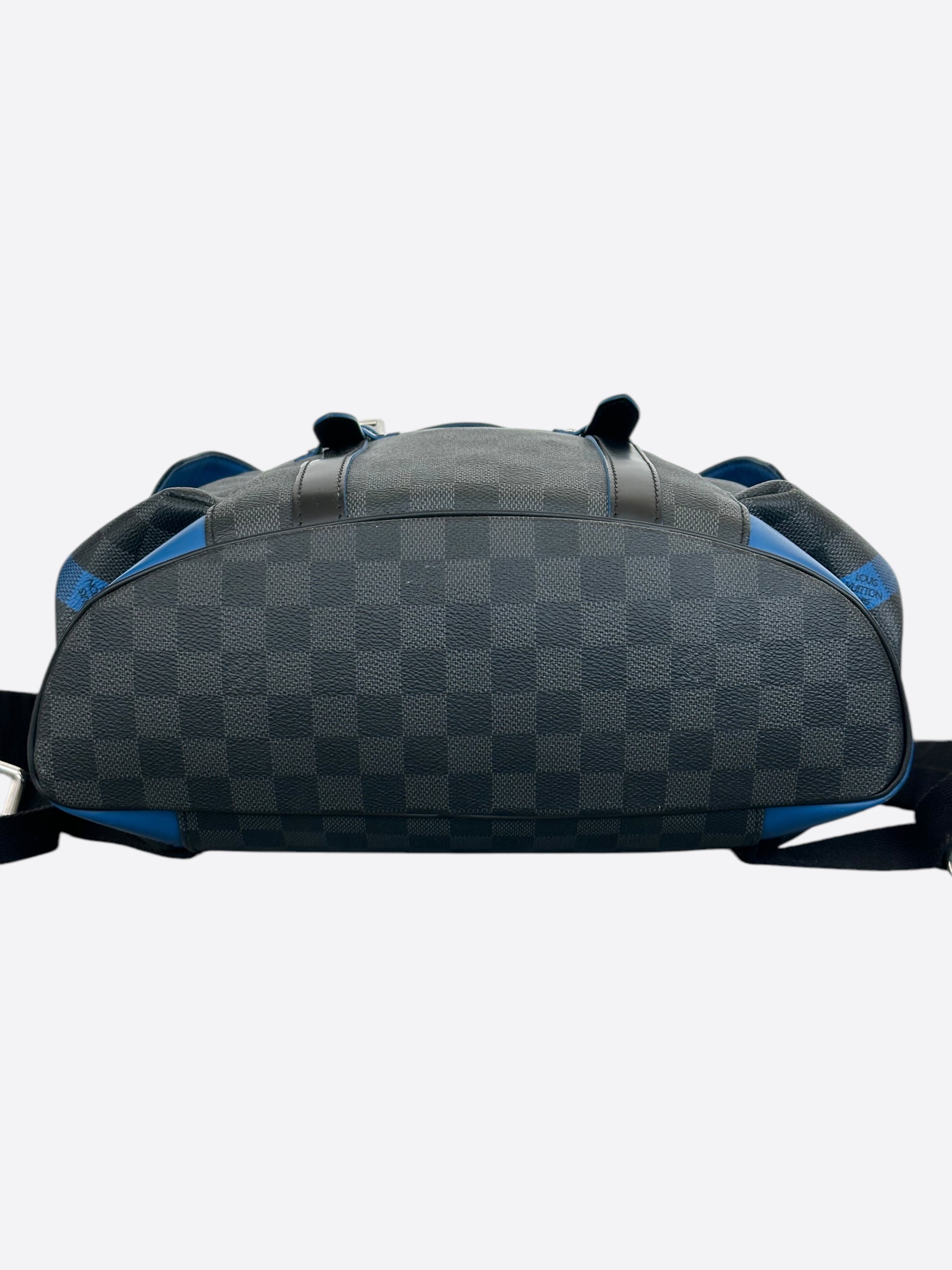 louis vuitton christopher damier graphite blue backpack Louis Vuitton Damier Graphite & Blue Christopher Backpack – Savonches