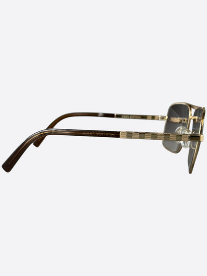 Louis Vuitton Gold Damier Attitude Pilot Sunglasses