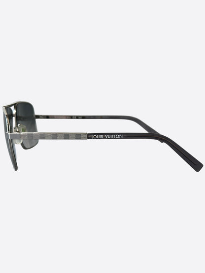 Louis Vuitton Silver Damier Attitude Pilot Sunglasses